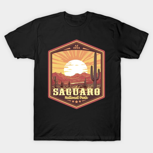 Saguaro National Park Vintage WPA Style Outdoor Badge T-Shirt by GIANTSTEPDESIGN